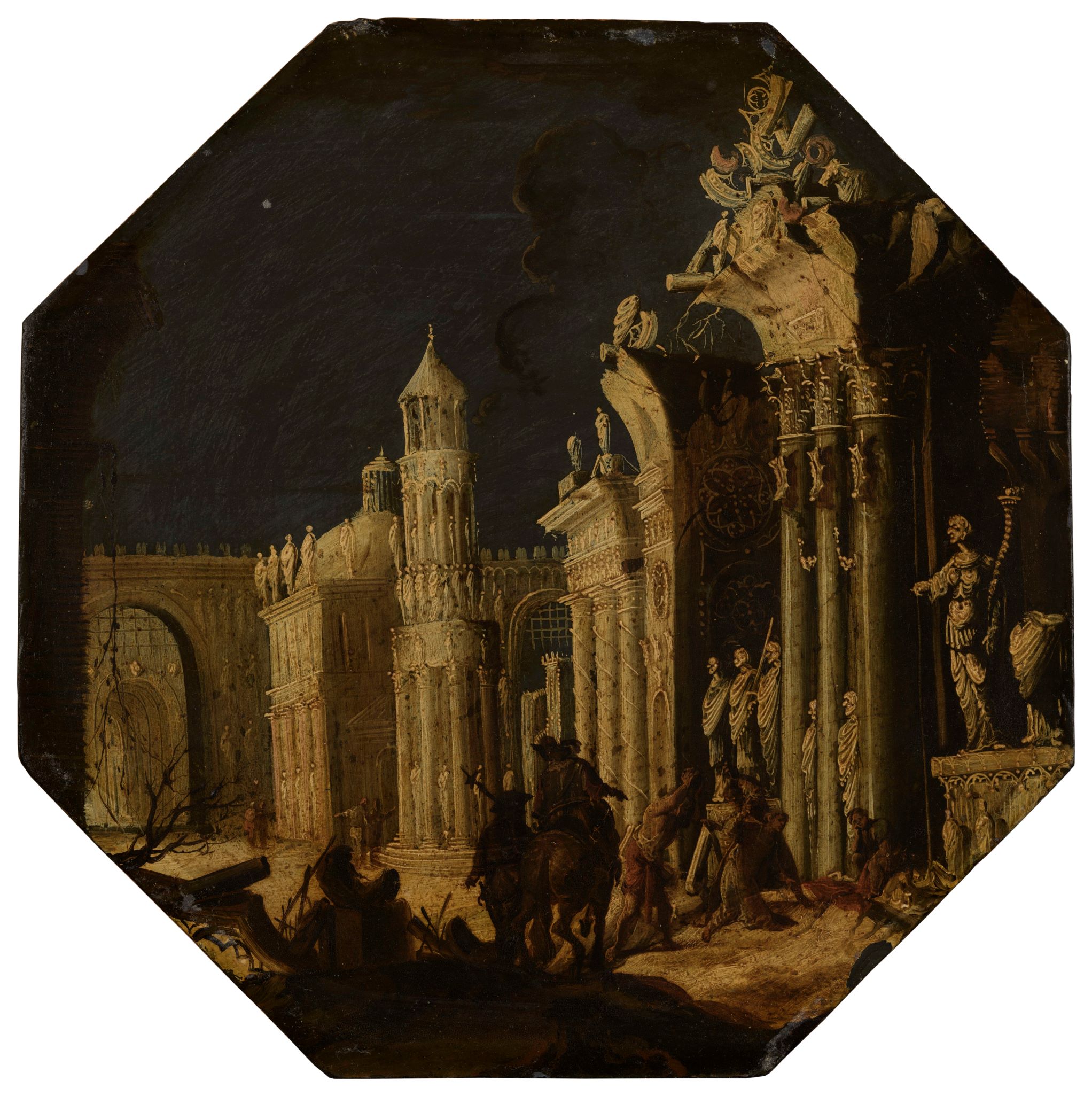Two Octagons: Fantastic Ruins with Scenes of Martyrdom